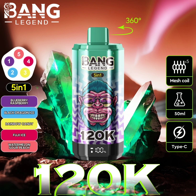 Bang Legend 120000 Puffs Vape al dettaglio 5 in 1 Acquista 2 pezzi Ordine di campione 2 Bang Legend 120000 Puffs Vape al dettaglio 5 in 1 Acquista 2 pezzi Ordine di campione