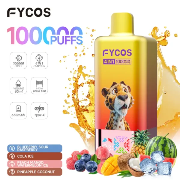 FYCOS 100K Puffs Vape Usa e Getta 4 in 1 con Spedizione Gratuita dal 10 FYCOS 100K Puffs Vape Usa e Getta 4 in 1 con Spedizione Gratuita dal Magazzino UE