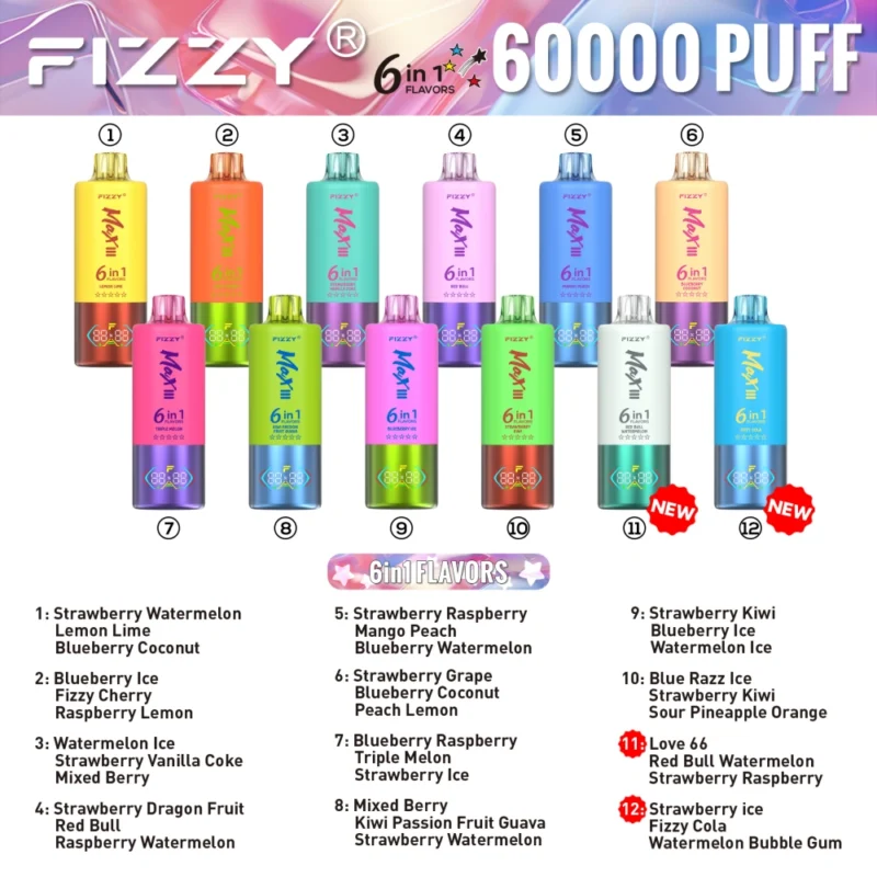 Fizzy 60K Tiri 60000 – La Sigaretta Elettronica 6 in 1 che Cambia il Gioco per i Vaper EU! 🚀 3 Fizzy 60K