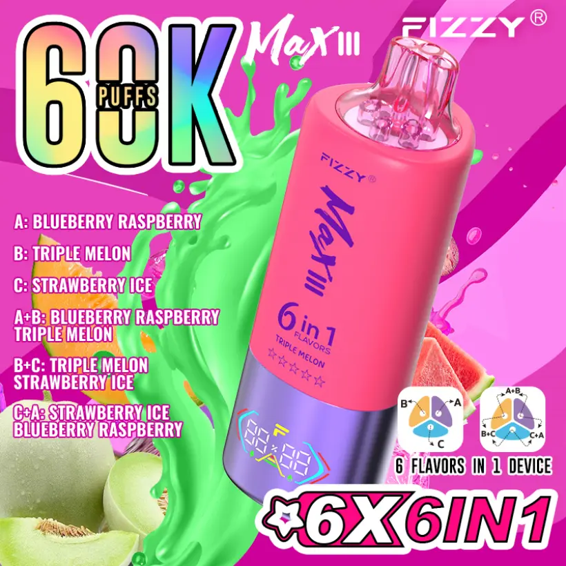 Fizzy 60K Tiri 60000 Sigaretta Elettronica Usa e Getta 6 in 1 Gusti Spedizione Gratuita dal Magazzino UE 3 Fizzy 60K Tiri 60000 Sigaretta Elettronica Usa e Getta 6 in 1 Gusti Spedizione Gratuita dal Magazzino UE