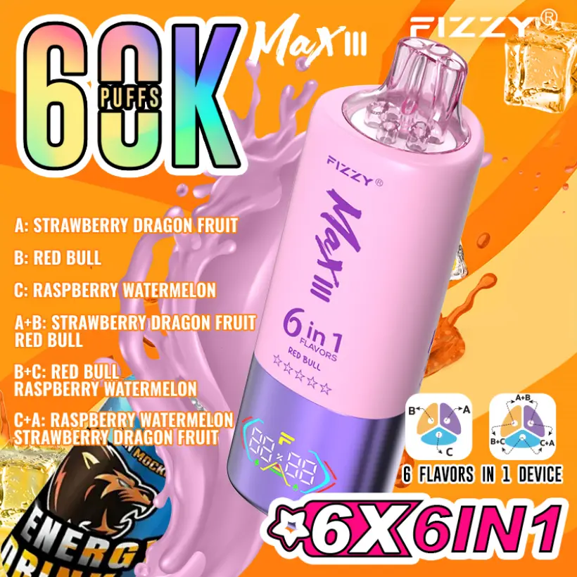 Fizzy 60K Tiri 60000 Sigaretta Elettronica Usa e Getta 6 in 1 Gusti Spedizione Gratuita dal Magazzino UE 2 Fizzy 60K Tiri 60000 Sigaretta Elettronica Usa e Getta 6 in 1 Gusti Spedizione Gratuita dal Magazzino UE