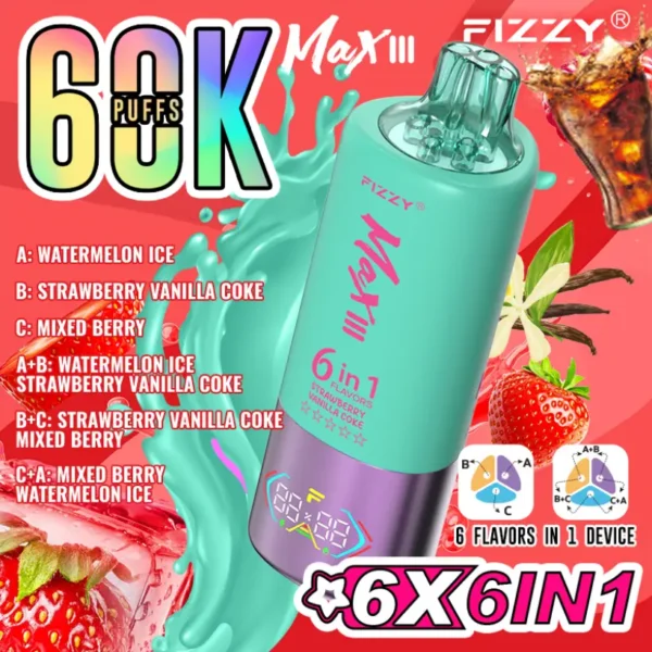 Fizzy 60K Tiri 60000 Sigaretta Elettronica Usa e Getta 6 in 1 Gusti Spedizione Gratuita dal Magazzino UE 14 Fizzy 60K Tiri 60000 Sigaretta Elettronica Usa e Getta 6 in 1 Gusti Spedizione Gratuita dal Magazzino UE