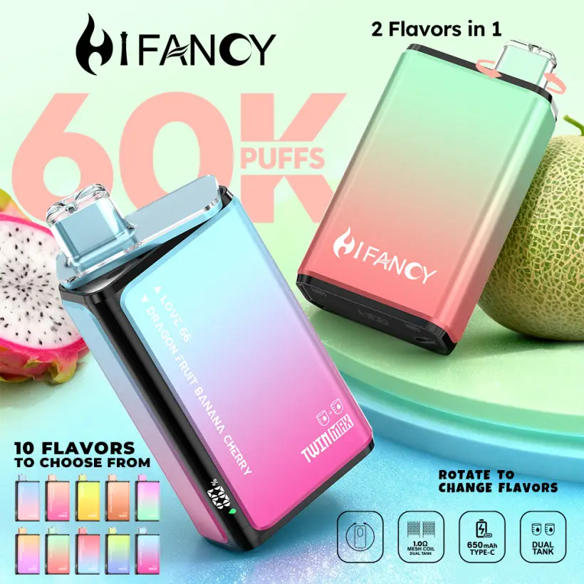 Hifancy 60000 Puffs Sigaretta Elettronica Usa e Getta 2-in-1 Twin Max Spedizione Gratuita dal Magazzino UE 4 Hifancy 60000 Puffs Sigaretta Elettronica Usa e Getta 2-in-1 Twin Max – Spedizione Gratuita dal Magazzino UE