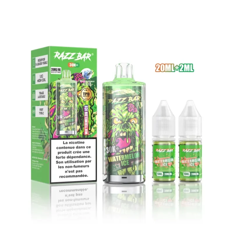 Puff 30000 Razz Bar 30k+ Tiri Sigaretta Elettronica Usa e Getta TPD Ricaricabile con 20ml di E-Liquid Spedizione Gratuita dall UE