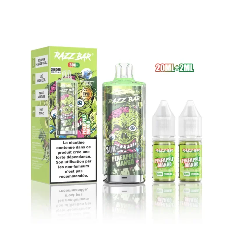 Puff 30000 Razz Bar 30k+ Tiri Sigaretta Elettronica Usa e Getta TPD Ricaricabile con 20ml di E-Liquid Spedizione Gratuita dall UE