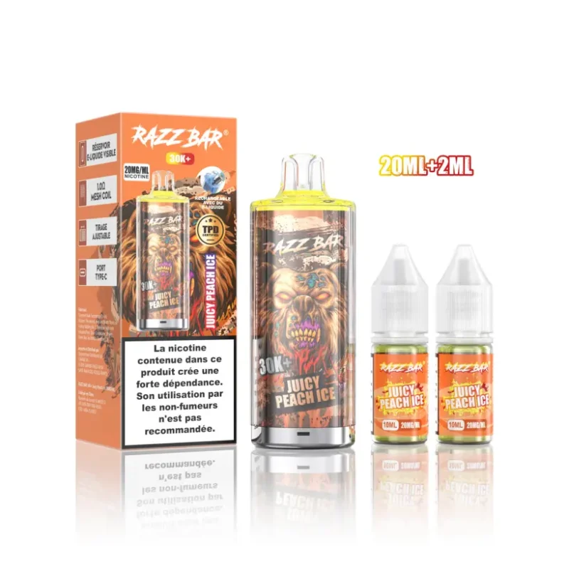 Puff 30000 Razz Bar 30k+ Tiri Sigaretta Elettronica Usa e Getta TPD Ricaricabile con 20ml di E-Liquid Spedizione Gratuita dall UE