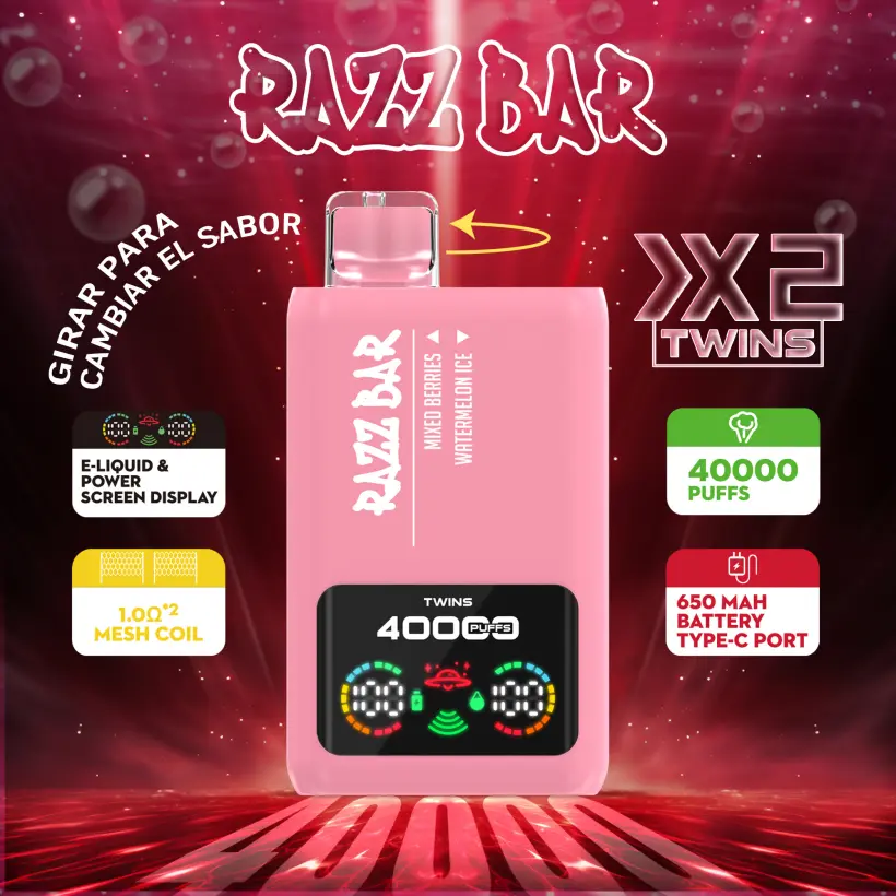 Razz Bar 40000 Tiri Vape Monouso 2 in 1 Gusti 40K Ricaricabile Sorseggio Gratuito Magazzino UE 3 Razz Bar 40000 Tiri Vape Monouso 2 in 1 Gusti 40K Ricaricabile Sorseggio Gratuito Magazzino UE