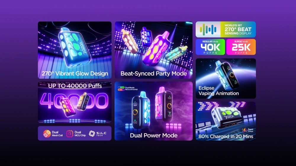 Vozol Rave 40000 Puffs Sigaretta Elettronica Usa e Getta 40K con Doppia Modalità di Potenza – Spedizione Gratuita dal Magazzino UE