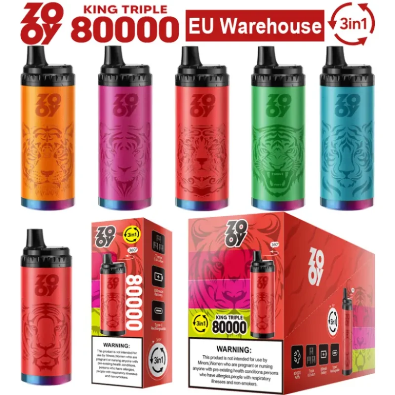 ZOOY 80K Puffs Sigaretta Elettronica Usa e Getta King Triple 3 in 1 Spedizione dal Magazzino UE