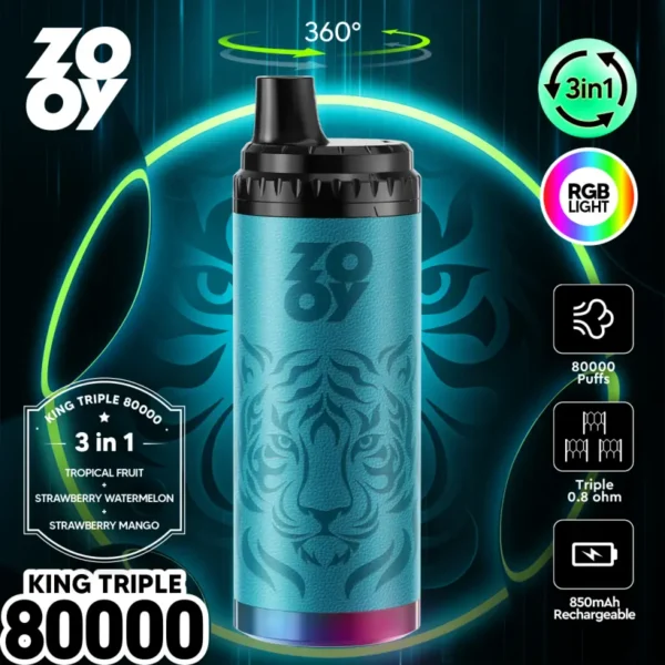 ZOOY 80K Puffs Sigaretta Elettronica Usa e Getta King Triple 3 in 1 Spedizione dal Magazzino UE