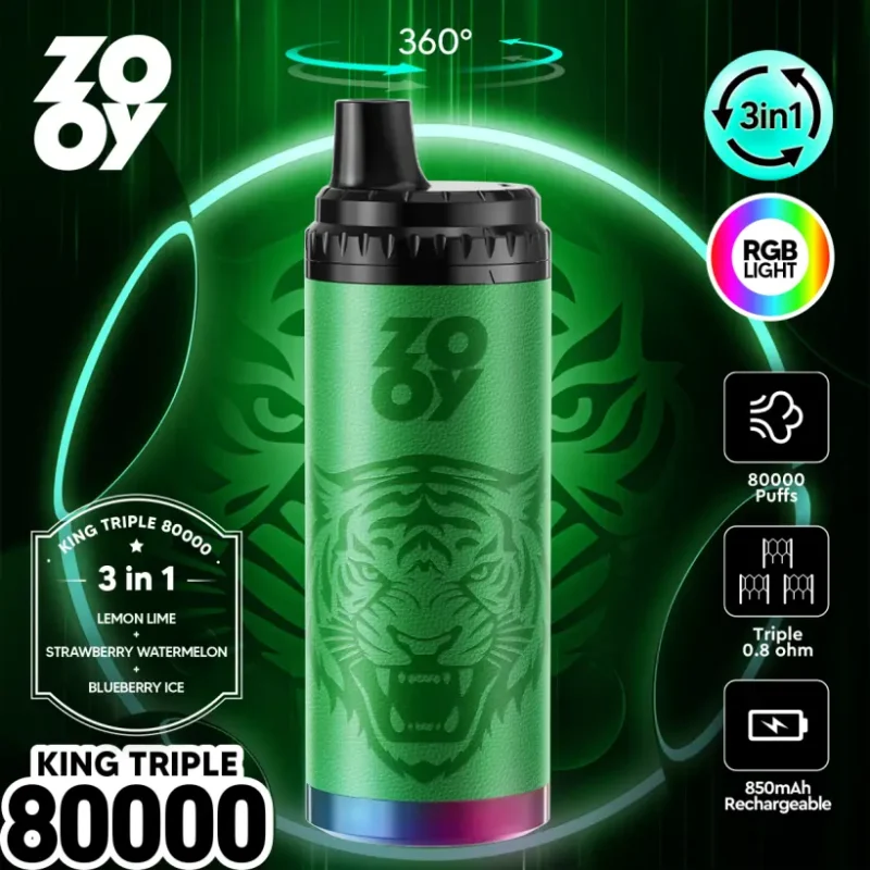 ZOOY 80K Puffs UE: La Sigaretta Elettronica Usa e Getta per Uso Prolungato (80.000 Tiri!) 8 ZOOY 80K Puffs Sigaretta Elettronica Usa e Getta King Triple 3 in 1 Spedizione dal Magazzino UE