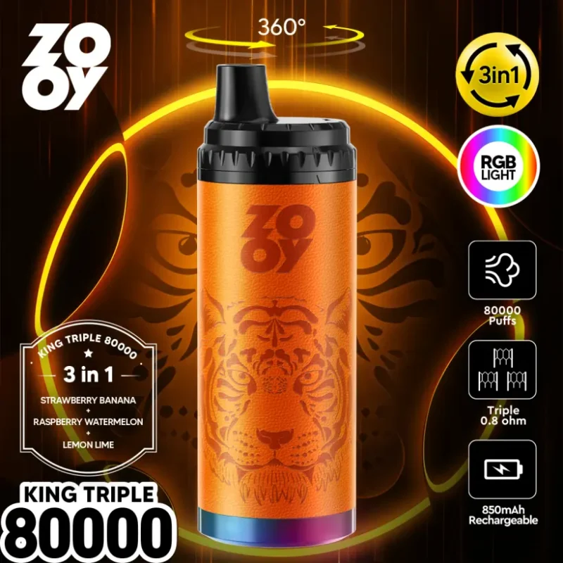 ZOOY 80K Puffs Sigaretta Elettronica Usa e Getta King Triple 3 in 1 Spedizione dal Magazzino UE