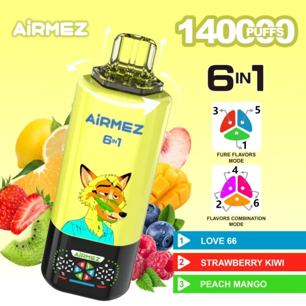 Airmez 140k Puff Vape Usa e Getta 6 in 1 Vendita all’Ingrosso 3-7 Giorni Lavorativi Spedizione Magazzino UE