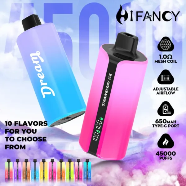 EU Vape Hifancy 45000 Puff 45K Vape Spedizione Gratuita Ingrosso 10 Gusti