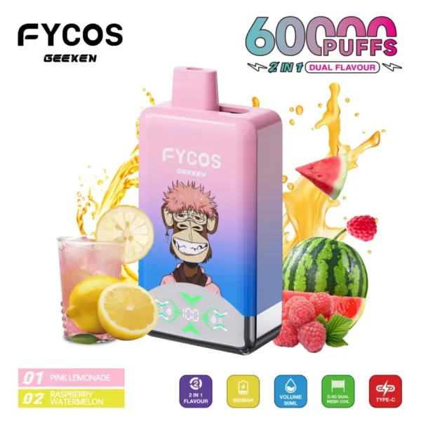 FYCOS 60K Puffs Vape Usa e Getta 60000 2 in 1 Doppio Aroma Spedizione Gratuita