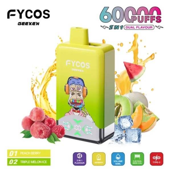 FYCOS 60K Puffs Vape Usa e Getta 60000 2 in 1 Doppio Aroma Spedizione Gratuita