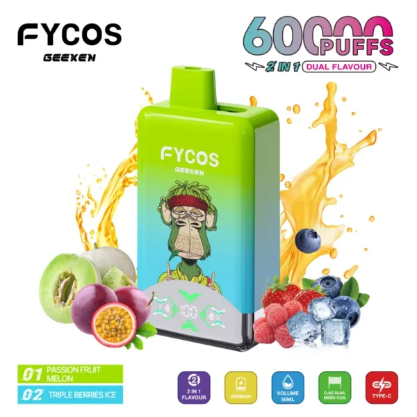 FYCOS 60K Puffs Vape Usa e Getta 60000 2 in 1 Doppio Aroma Spedizione Gratuita