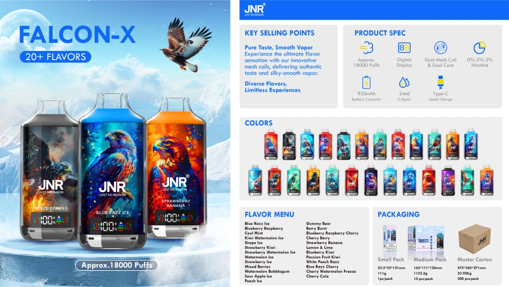 JNR 18000 Puff Falcon X 18k Crystal Vape Usa e Getta Spedizione Gratuita Magazzino UE