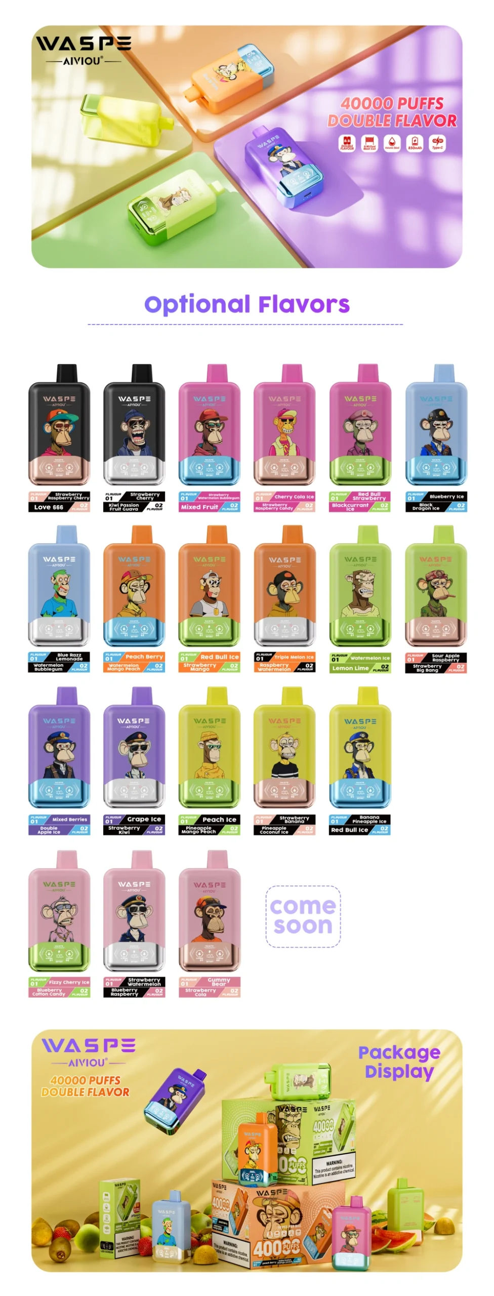 Puff 40k EU WASPE 40000 Tiri Doppio Gusto 2 in 1 Vape Usa e Getta Spedizione Gratuita 16 Puff 40k EU WASPE 40000 Tiri Doppio Gusto 2 in 1 Vape Usa e Getta Spedizione Gratuita