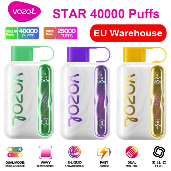 Vape EU Vozol Star 40000 Puffs 40k Sigaretta Elettronica Usa e Getta Spedizione Gratuita