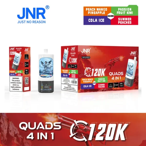 Puff JNR 120K Quads 120000 Tiri Vape Usa e Getta 4 in 1 Negozio di Svapo Ingrosso Spedizione Gratuita