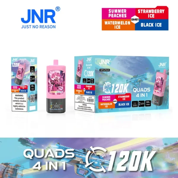 Puff JNR 120K Quads 120000 Tiri Vape Usa e Getta 4 in 1 Negozio di Svapo Ingrosso Spedizione Gratuita