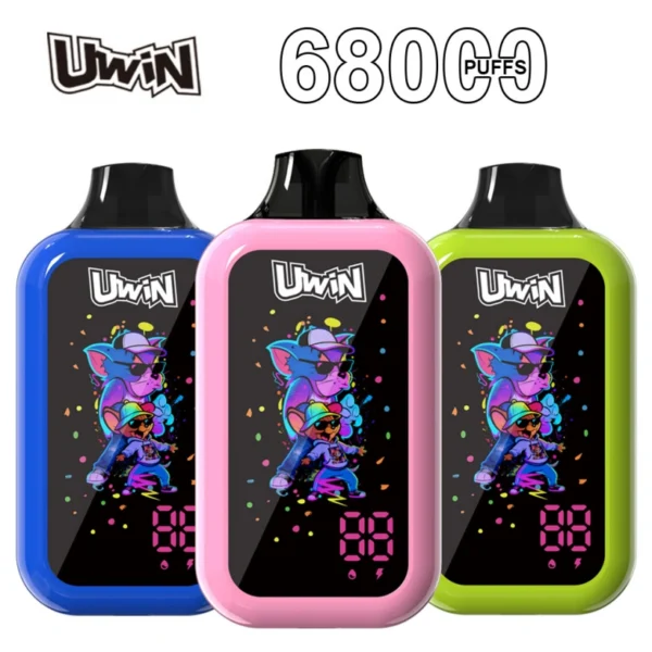 Uwin 68K tiri 68000 vape usa e getta con schermo intelligente per negozi di svapo con spedizione gratuita