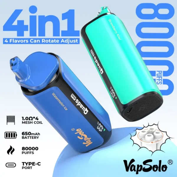 Vapsolo 80k Tiri Quads 4 in 1 Miglior Vape Usa e Getta 80000 Spedizione Gratuita