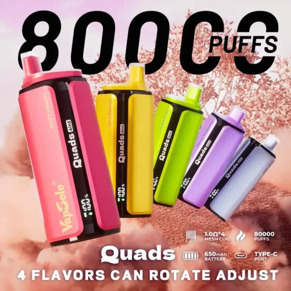 Vapsolo 80k Tiri Quads 4 in 1 Miglior Vape Usa e Getta 80000 Spedizione Gratuita