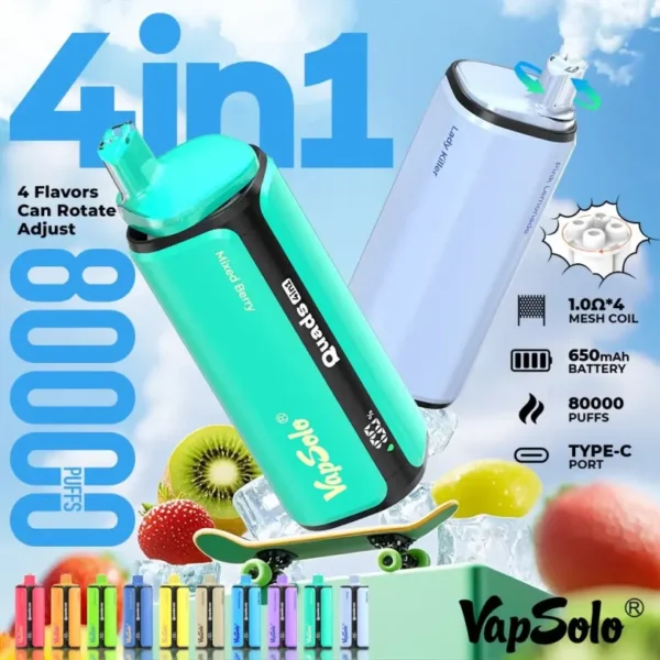 Vapsolo 80k Tiri Quads 4 in 1 Miglior Vape Usa e Getta 80000 Spedizione Gratuita