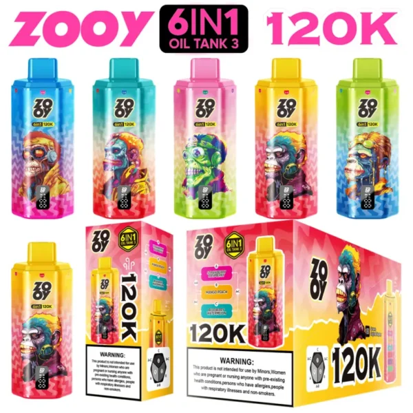 ZOOY 120K Puffs Disposable Vape 6 in 1 120000 Puff Spedizione Gratuita
