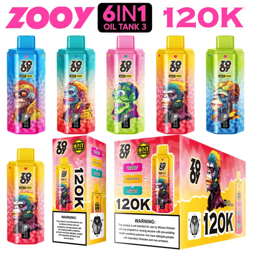 ZOOY 120K Puffs Disposable Vape 6 in 1 120000 Puff Spedizione Gratuita 1 ZOOY 120K Puffs Disposable Vape 6 in 1 120000 Puff Spedizione Gratuita
