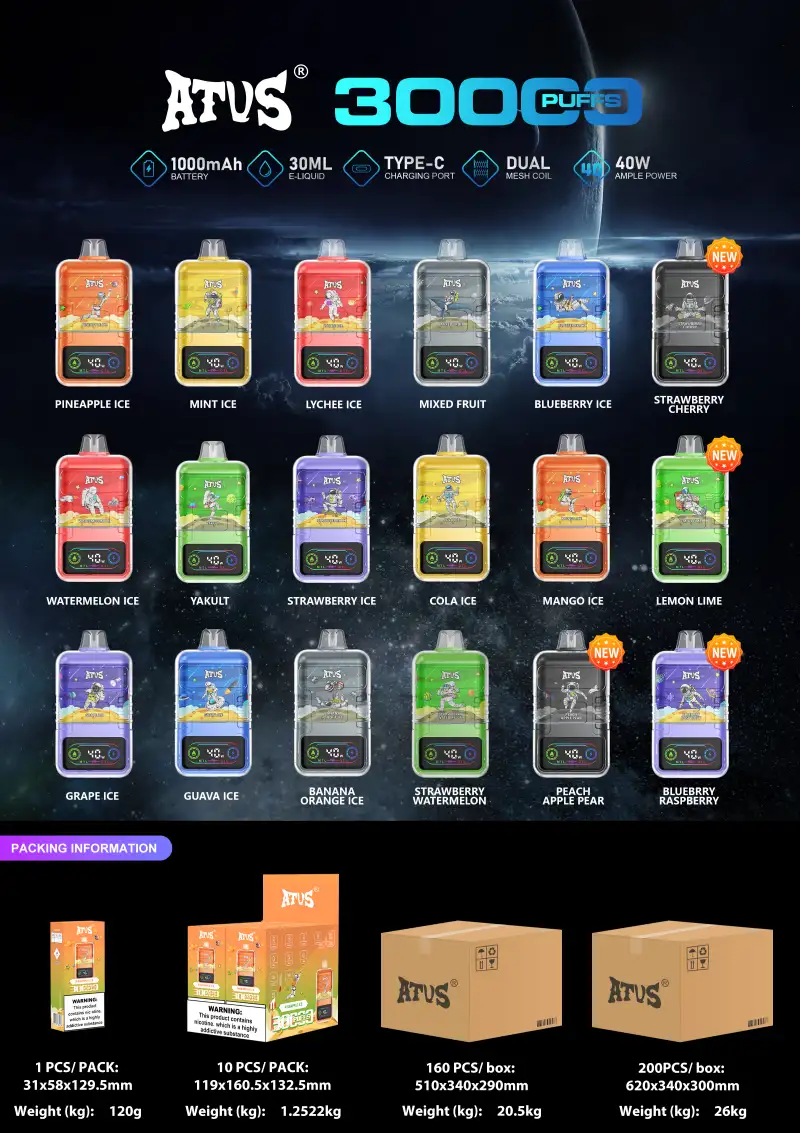 ATVS 30K Puffs 30000 Miglior Vape Monouso Vendita all’Ingrosso Spedizione Gratuita