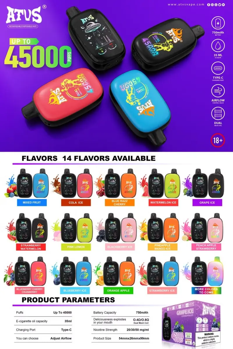 ATVS 45000 Puffs 45k Vape Monouso Ricaricabile Spedizione Gratuita 16 ATVS 45000 Puffs 45k Vape Monouso Ricaricabile Spedizione Gratuita