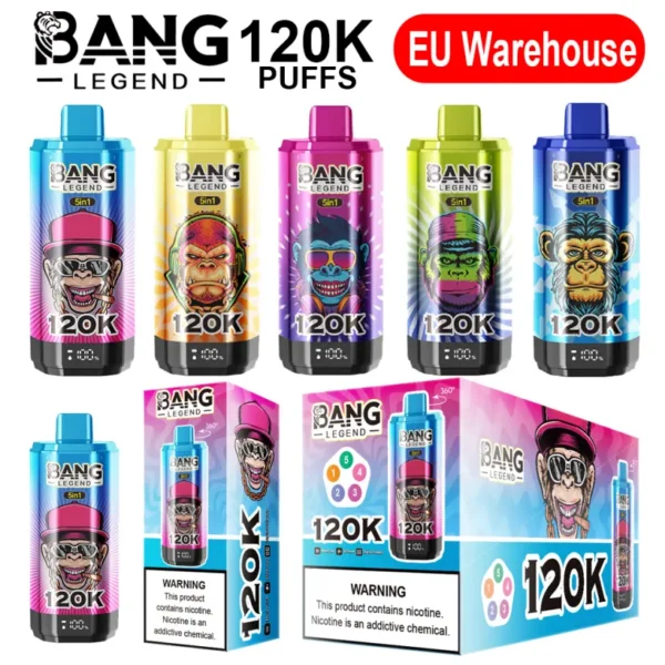EU Puff 120000 Bang Legend 120k 5 in 1 Migliore Vape Usa e Getta Lunga Durata Spedizione Gratuita