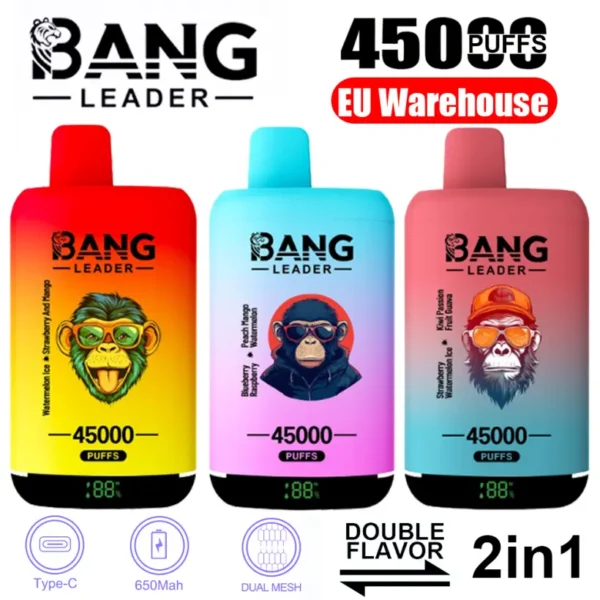 EU Puff Bang Leader 45k Tiri 2 in 1 Due Gusti Vape Usa e Getta Consegna Veloce