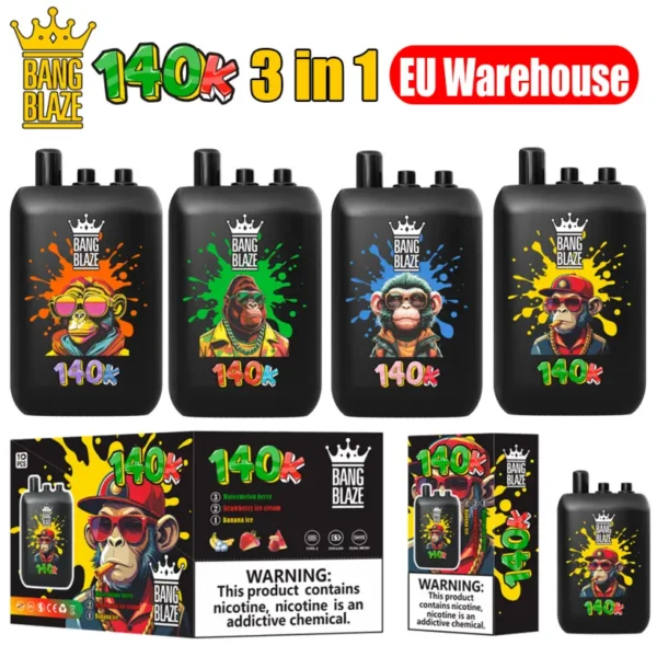 EU Vape Bang Blaze 140k Puffs 3 in 1 Vape Usa e Getta Ricaricabile 140.000 tiri Spedizione Gratuita