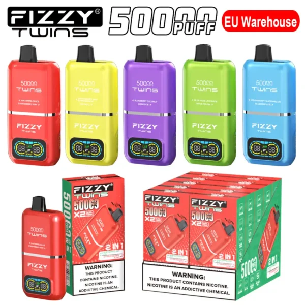 EU Vape Fizzy 50k Tiri 50000 Twins 2 in 1 Migliore Sigaretta Elettronica Usa e Getta Spedizione Gratuita
