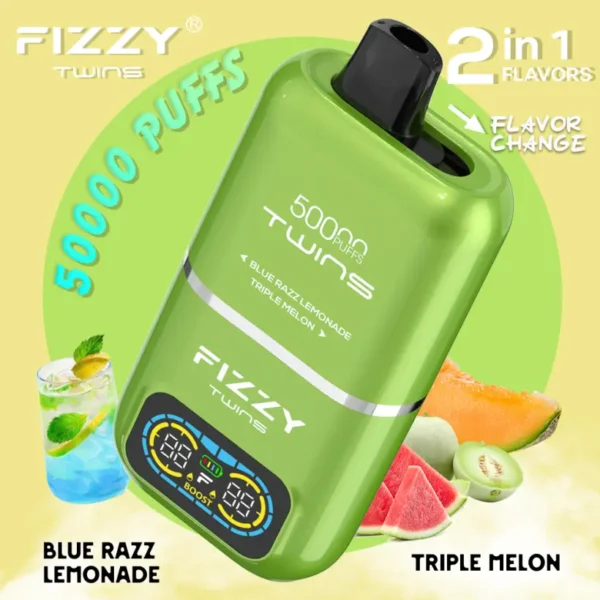 EU Vape Fizzy 50k Tiri 50000 Twins 2 in 1 Migliore Sigaretta Elettronica Usa e Getta Spedizione Gratuita