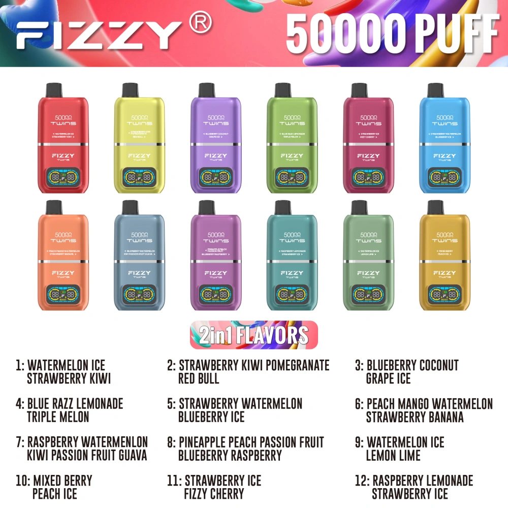 EU Vape Fizzy 50k Tiri 50000 Twins 2 in 1 Migliore Sigaretta Elettronica Usa e Getta Spedizione Gratuita
