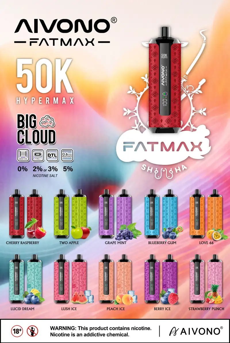 Magazzino UE Aivono Fatmax 50k Puffs 50000 Shisha Vape Usa e Getta Grande Nuvola 16 Magazzino UE Aivono Fatmax 50k Puffs 50000 Shisha Vape Usa e Getta Grande Nuvola