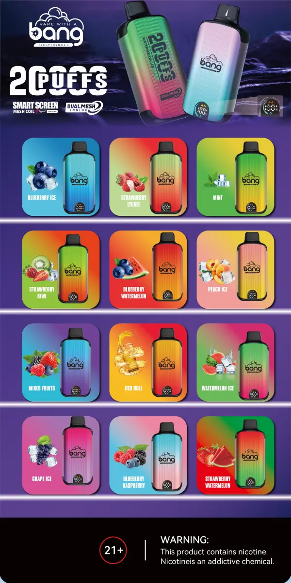 Magazzino UE Bang 20000 tiri 20k sigaretta elettronica usa e getta con consegna in 3–7 giorni lavorativi 14 Magazzino UE Bang 20000 tiri 20k sigaretta elettronica usa e getta con consegna in 3–7 giorni lavorativi