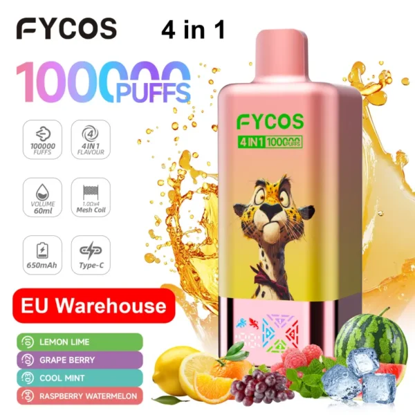 Fycos 100k Puffs 4 in 1 Miglior Vape Usa e Getta Spedizione Gratuita 3–7 Giorni Lavorativi Magazzino UE