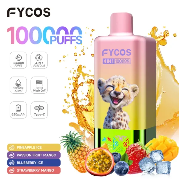 Fycos 100k Puffs 4 in 1 Miglior Vape Usa e Getta Spedizione Gratuita 3–7 Giorni Lavorativi Magazzino UE