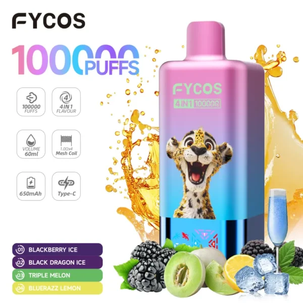 Fycos 100k Puffs 4 in 1 Miglior Vape Usa e Getta Spedizione Gratuita 3–7 Giorni Lavorativi Magazzino UE
