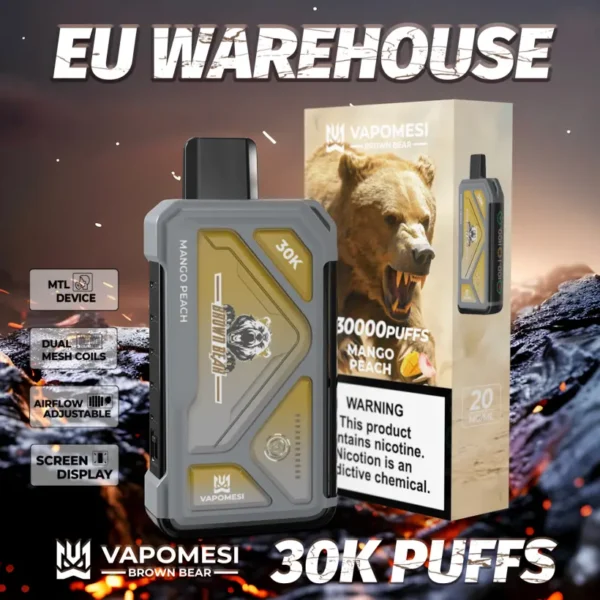 Vapomesi 30k Puffs Brown Bear Vape Usa E Getta 30000 Spedizione Gratuita Magazzino UE