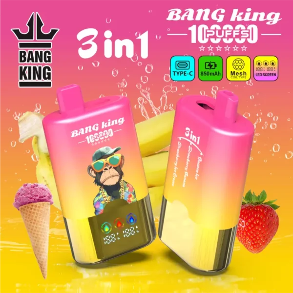 Bang King 100k Tiri 3 In 1 Schermo Intelligente Vape Usa E Getta Vendita All Ingrosso Spedizione Gratuita