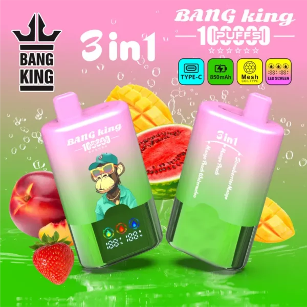 Bang King 100k Tiri 3 In 1 Schermo Intelligente Vape Usa E Getta Vendita All Ingrosso Spedizione Gratuita