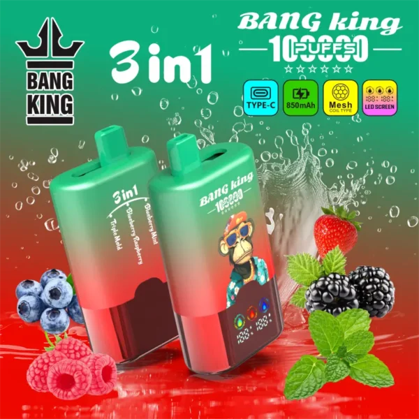 Bang King 100k Tiri 3 In 1 Schermo Intelligente Vape Usa E Getta Vendita All Ingrosso Spedizione Gratuita