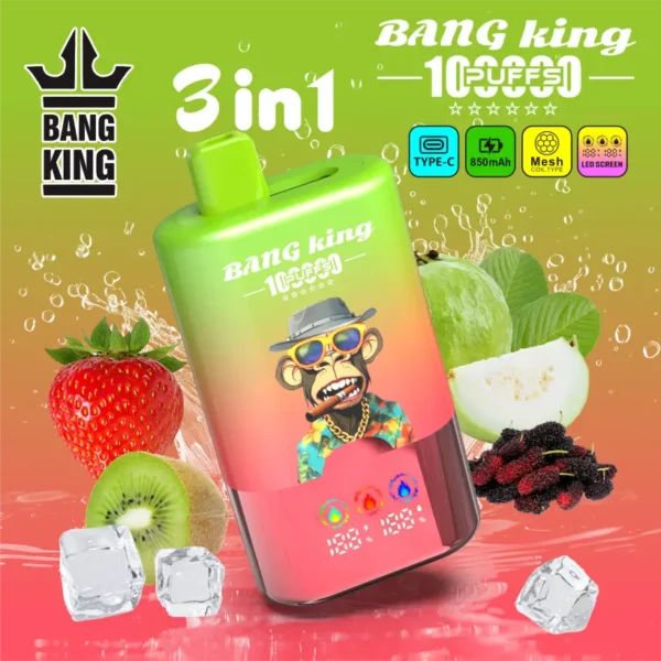 Bang King 100k Tiri 3 In 1 Schermo Intelligente Vape Usa E Getta Vendita All Ingrosso Spedizione Gratuita